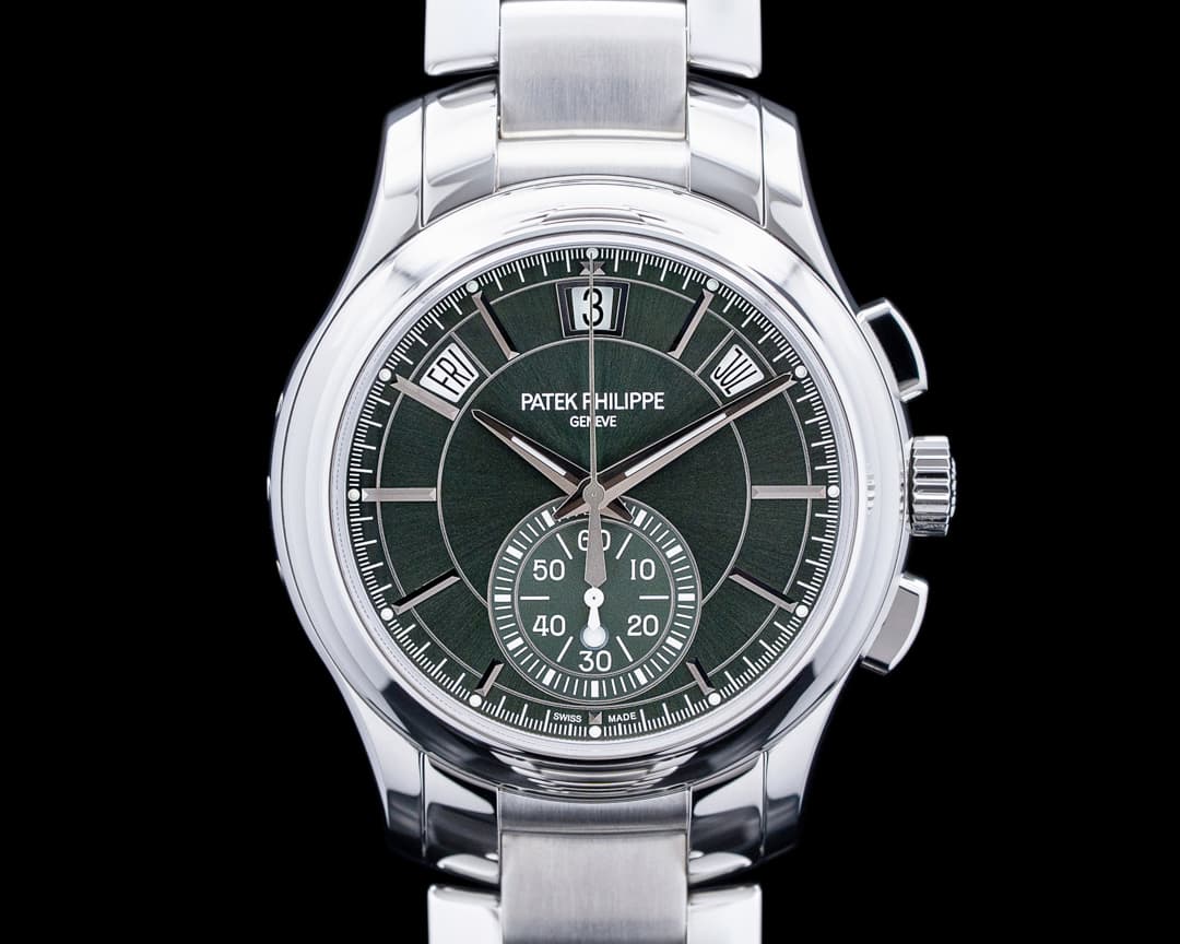 Patek Philippe 5905 Annual Calendar Chronograph SS Olive Green Dial