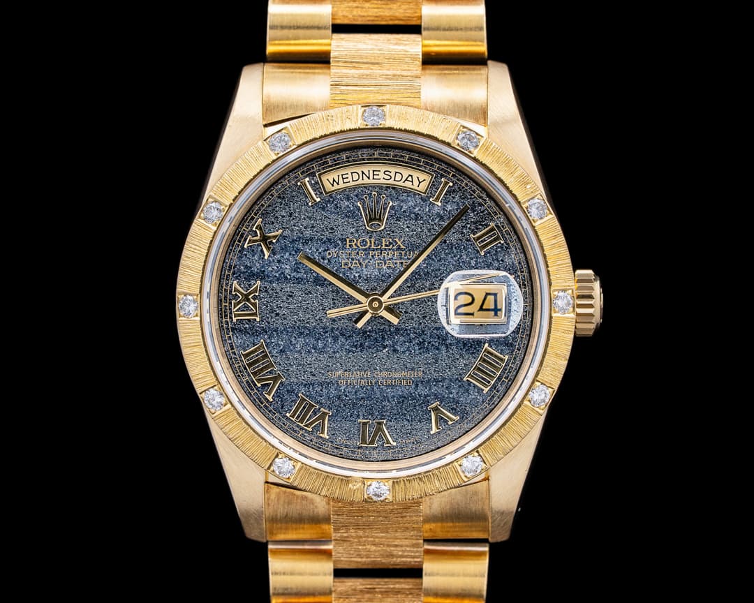 Rolex 18308 Day-Date Bark Finish 18K YG Ferrite Roman Dial Circa. 1989 RARE