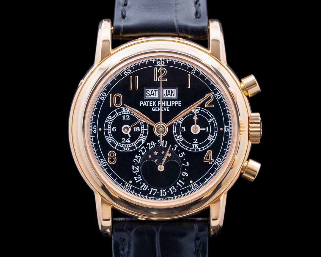 Patek Philippe 3970 Perpetual Calendar Chronograph 18K RG Black Dial VERY RARE