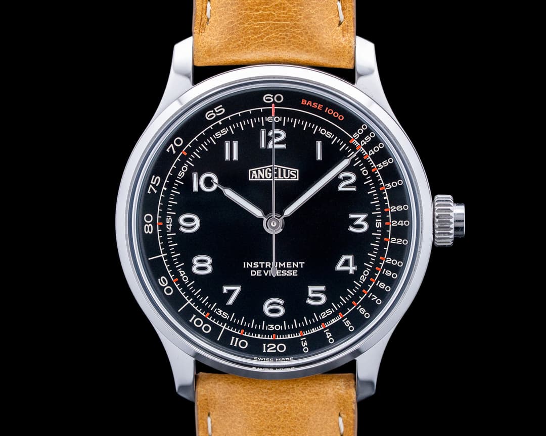 Image of Angelus 0CHBS.B01A.V010S Instrument de Vitesse SS Ebony Black Dial LIMITED
