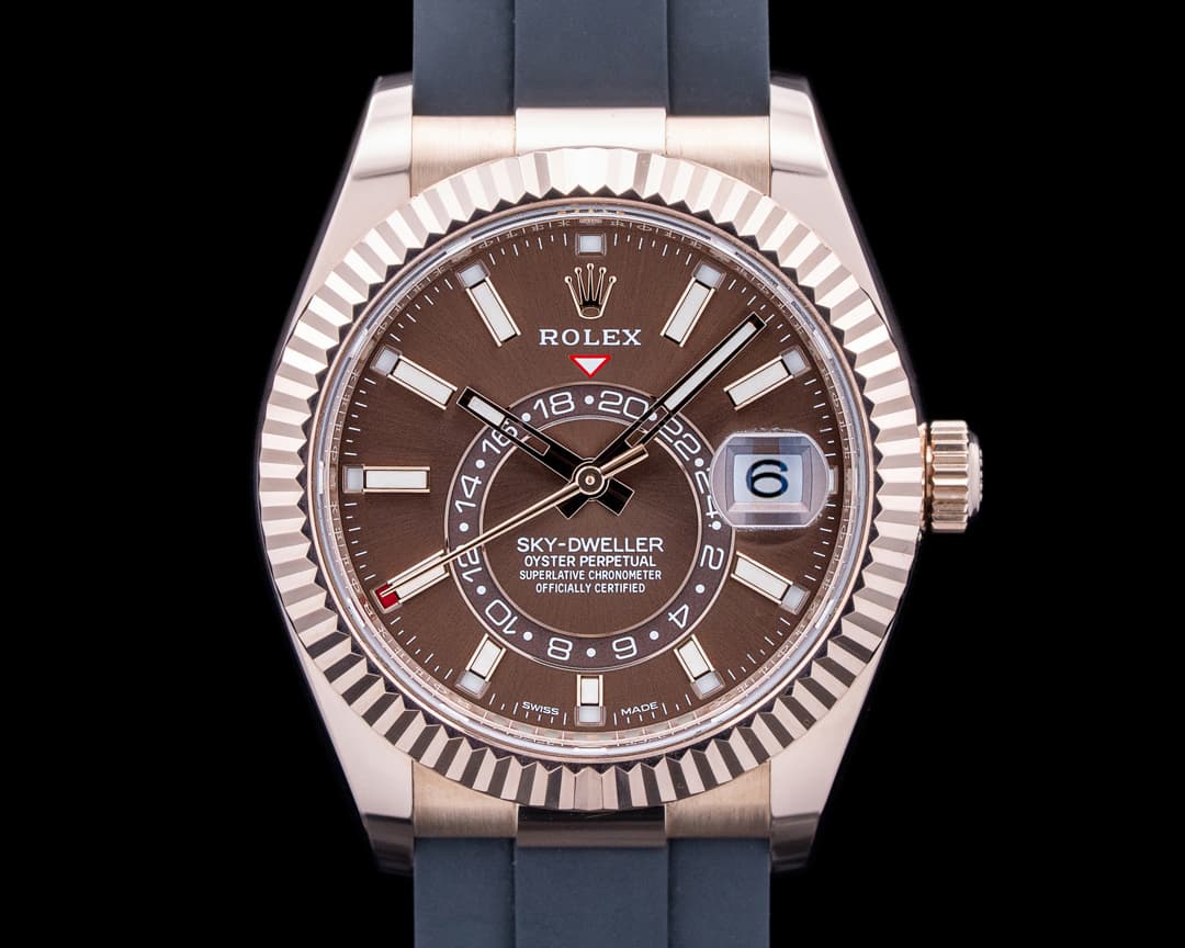Rolex 326235 Sky-Dweller 18K Everose Gold Brown Dial