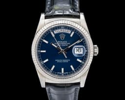 Day Date 18K White Gold Blue Stick Dial