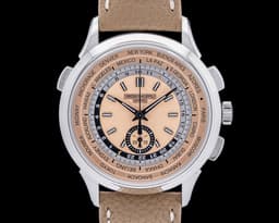 World Time 5935A Chronograph SS Salmon Dial