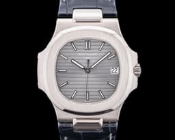 Nautilus Jumbo 5711G Grey Dial 18K White Gold