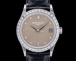 Calatrava 5298P-001 Platinum Baguette Bezel Gray Dial RARE