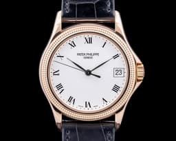 Calatrava 5117R 18K Rose Gold White Roman Hobnail