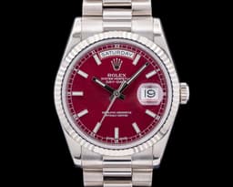 Day Date President 36mm 18K White Gold / Cherry Dial