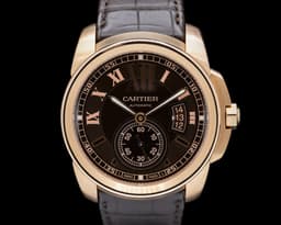 Calibre De Cartier 18k RG Chocolate Dial