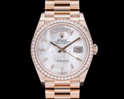 Day Date President 128345RBR 18k Rose Gold / MOP Diamond Dial & Bezel