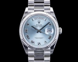 Day-Date 36 President 128236 Platinum Ice Blue Roman Dial