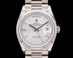 Day Date 128239 President 18K White Gold Silver Dial