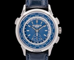 World Time 5930G Chronograph 18k White Gold Blue Dial