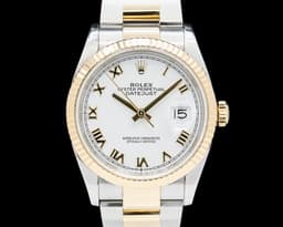 Datejust 18K Yellow Gold / SS White Roman Dial