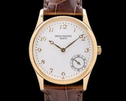 Calatrava Automatic 18K Yellow Gold Silver Arabic Dial