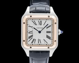 Santos Dumont SS / 18K Rose Gold Quartz Silver Dial