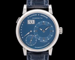 Lange 1 Daymatic 320.028 18K White Gold Blue Dial RARE