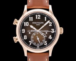 Calatrava 5524R Pilot Travel Time 18K Rose Gold Brown Dial