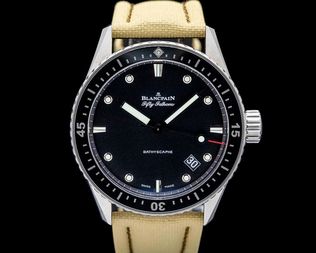 Blancpain 5000-1230-B52A Fifty Fathoms Bathyscaphe Titanium Black Dial