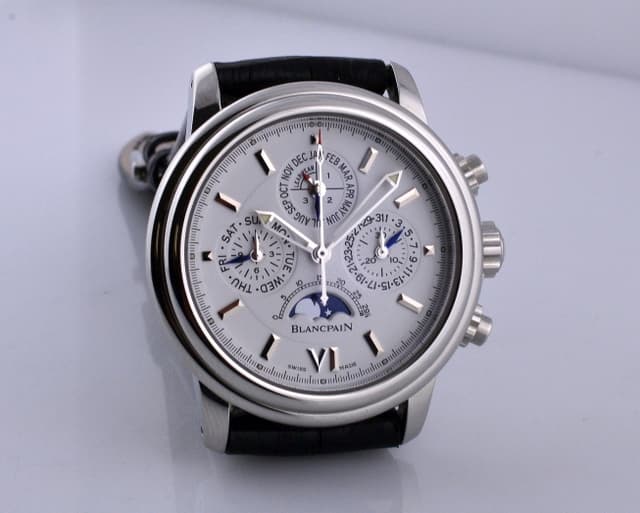 Blancpain Leman Perpetual Calendar Chronograph SS White Dial 38MM