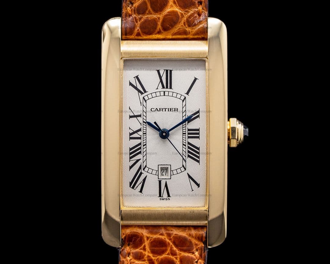 Cartier Tank Americaine 1725 Medium Mens 18K Yellow Gold