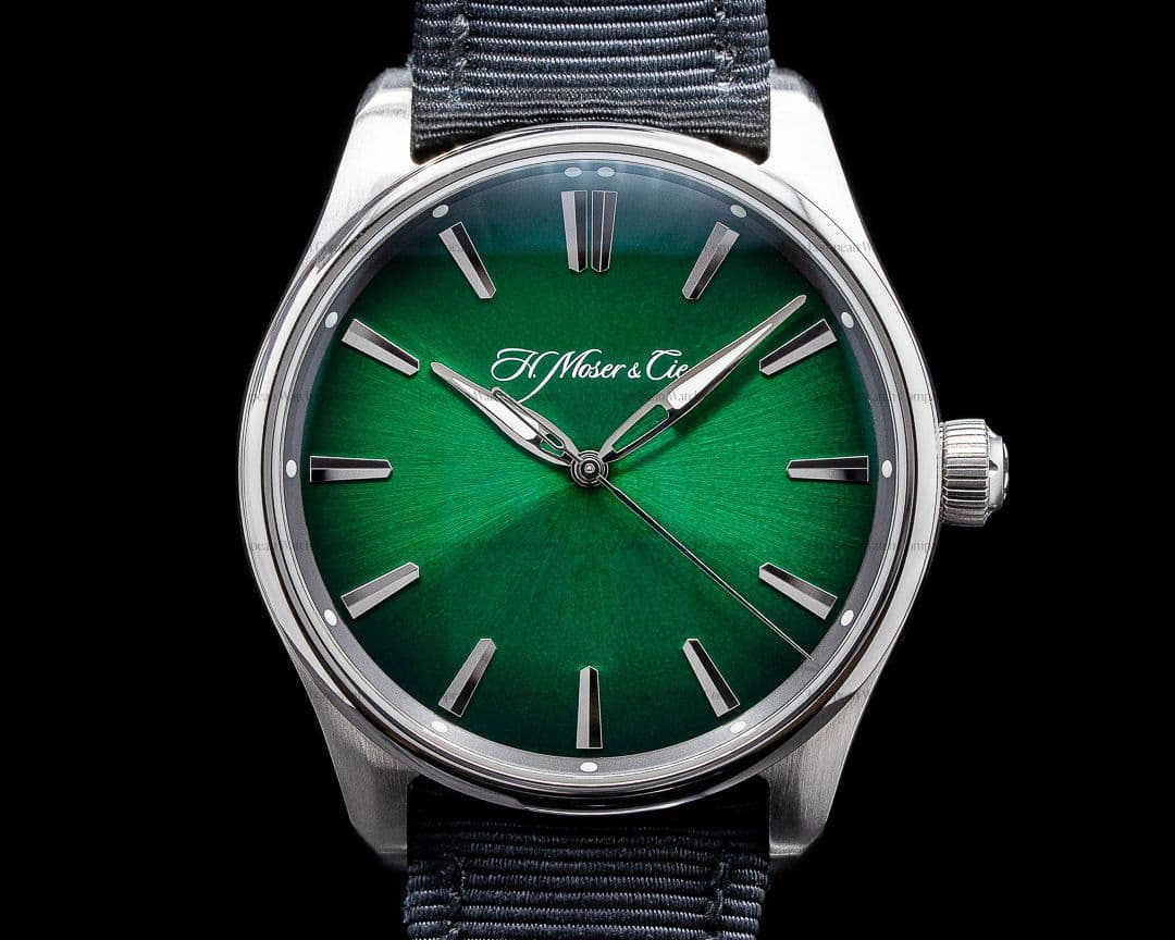 H. Moser & Cie Pioneer Centre Seconds Cosmic Green Fume Dial WOW
