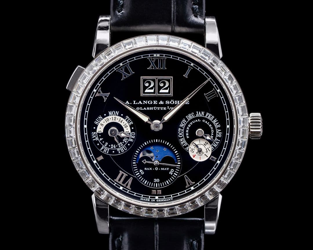 A. Lange and Sohne Langematik Perpetual Platinum Black Dial 820.036E BAGUETTE BEZEL