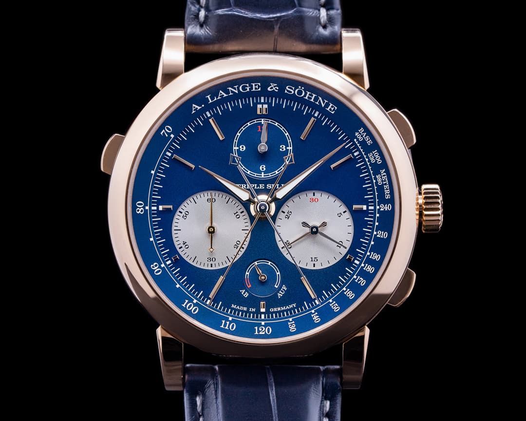 A. Lange and Sohne Triple Split 424.037F Blue Dial Rose Gold 18K UNWORN