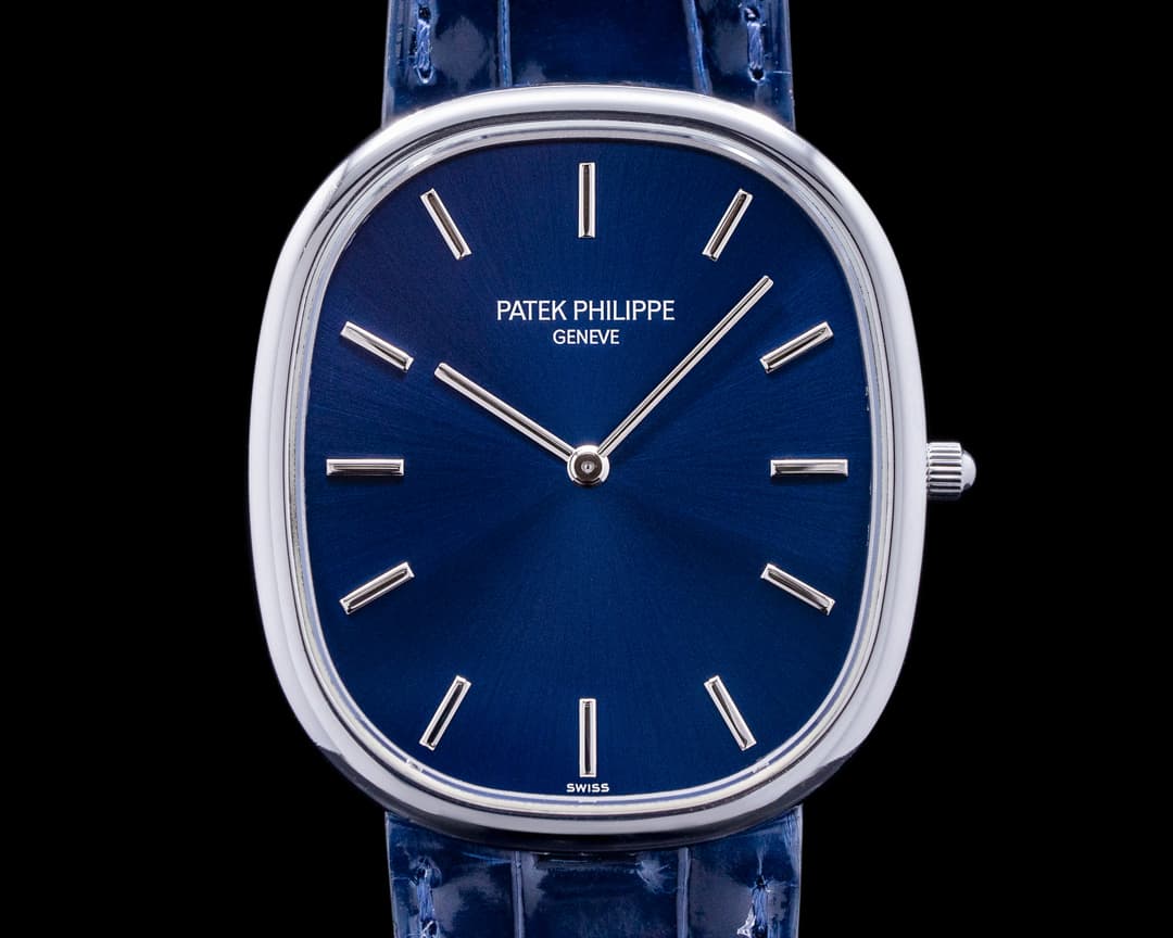 Patek Philippe Golden 5738P Ellipse Platinum Blue Dial