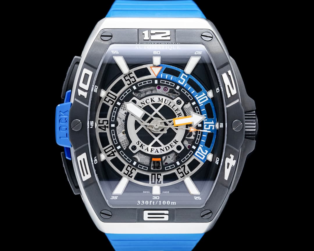 Franck Muller Skafander SS Black Skeleton Dial