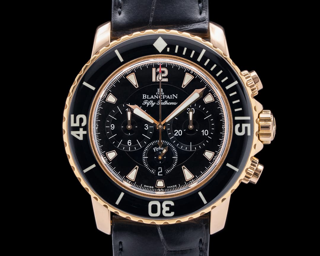 Blancpain 5085F Fifty Fathoms Flyback Chronograph 18K Rose Gold Black Dial