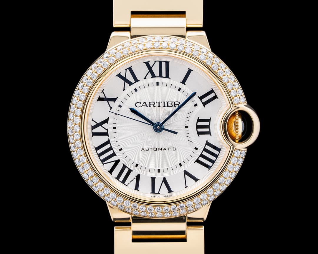 Cartier WE9004Z3 Ballon Bleu de Cartier Diamonds 18K Yellow Gold Silver Dial