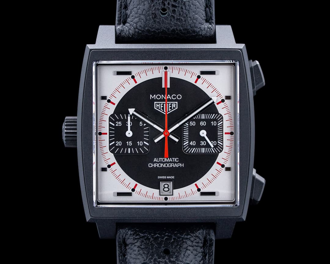 TAG Heuer Monaco Chronograph Stopwatch DLC Titanium Black Silver Dial