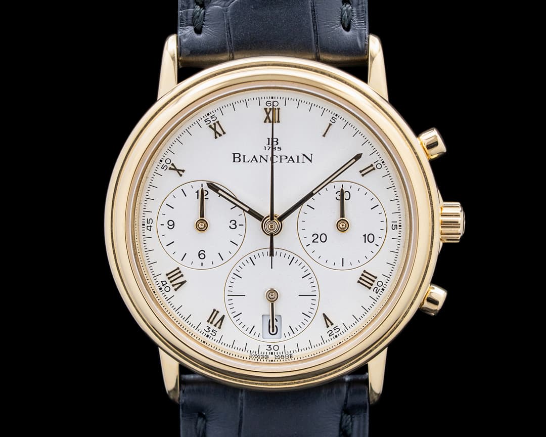 Blancpain Villeret Chronograph 18K Yellow Gold White Dial