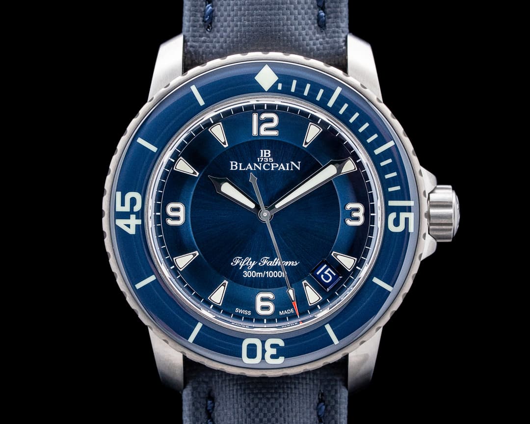 Blancpain 5015-12B40-O52A Fifty Fathoms Automatique Titanium Blue Dial