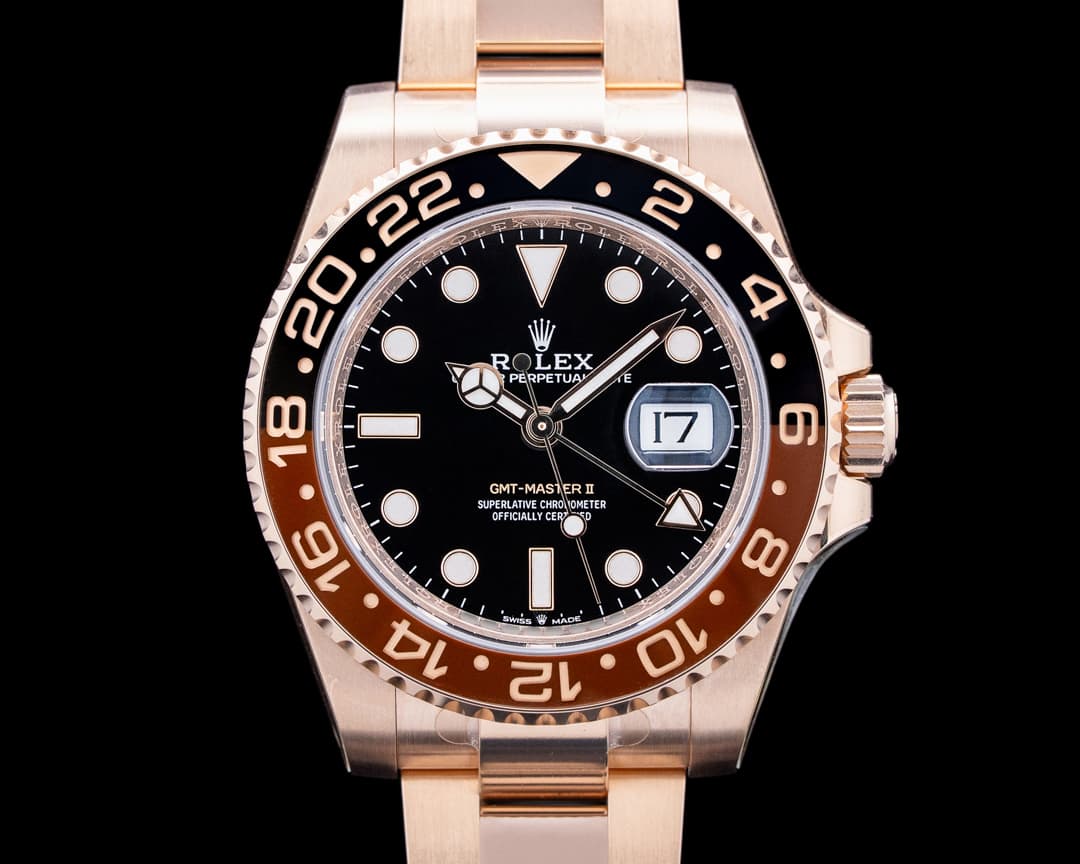 Rolex 126715CHNR GMT-Master II "Root Beer" 18K Everose Black Dial