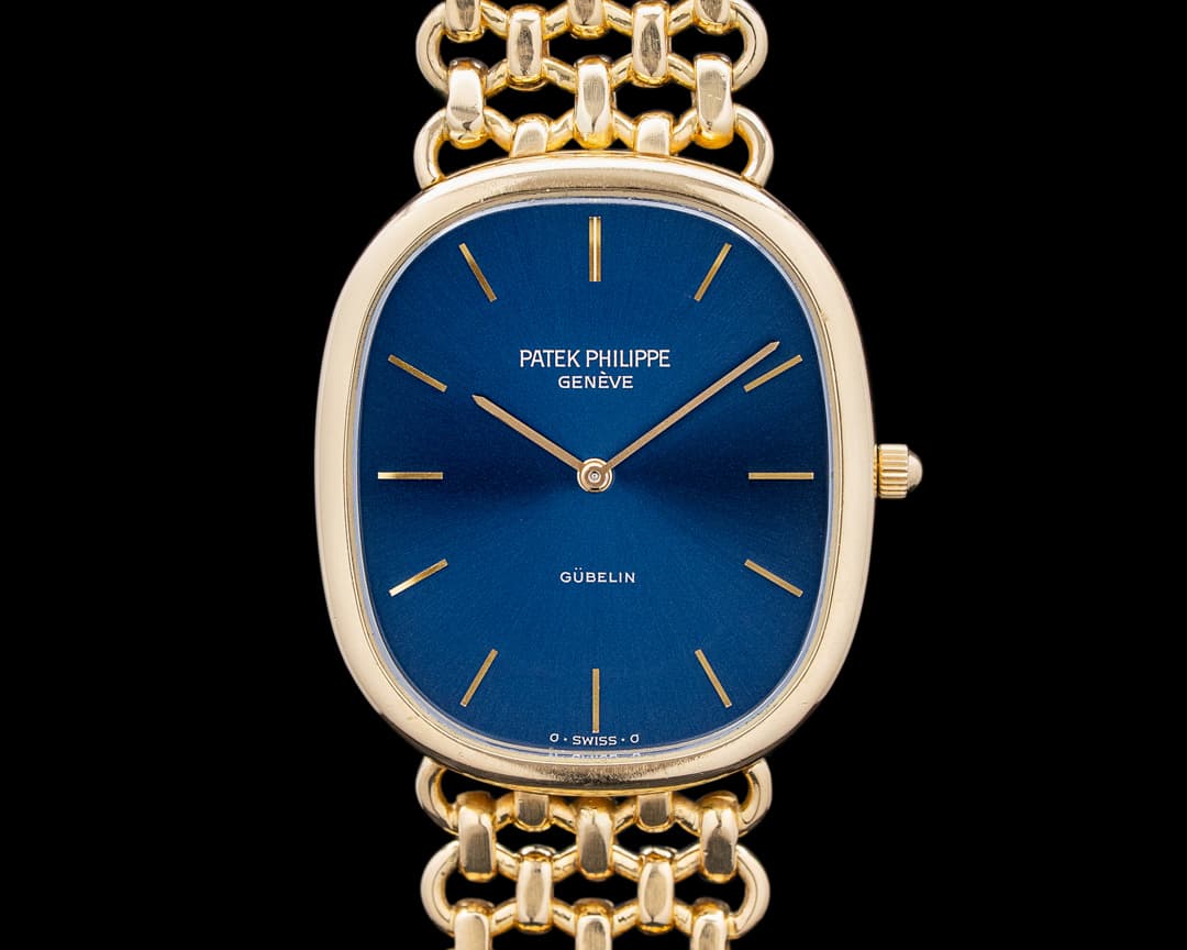 Patek Philippe 3738/1 Golden Ellipse 18K Yellow Gold Blue Gubelin Dial