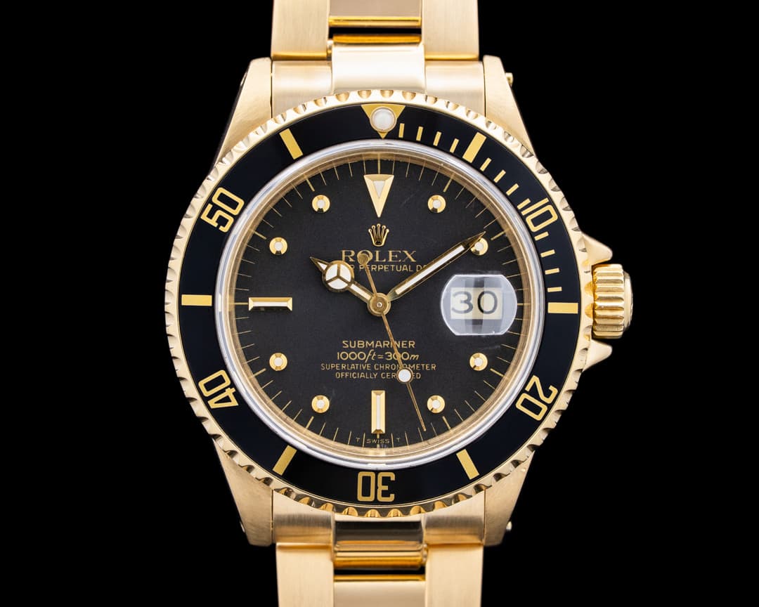Rolex 16808 Submariner 18K Yellow Gold Black Dial Circa. 1987