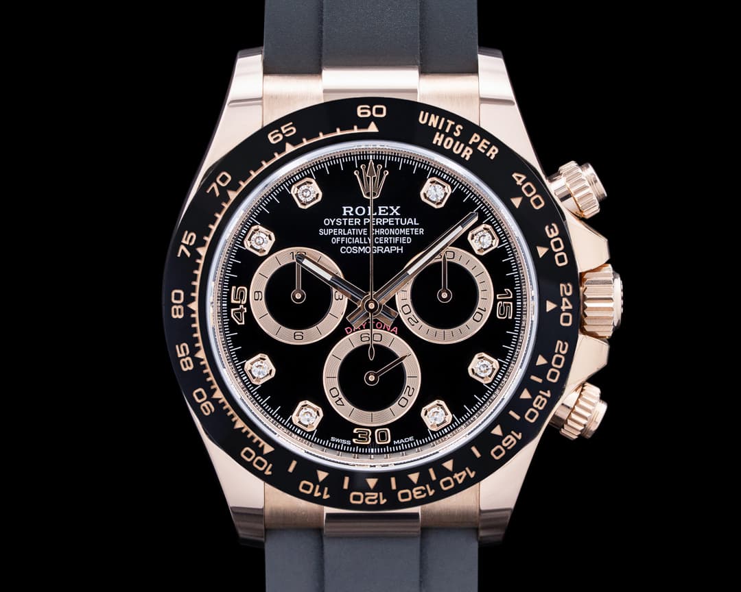 Rolex 116515LN Daytona Ceramic 18K Rose Gold Black Diamond Dial