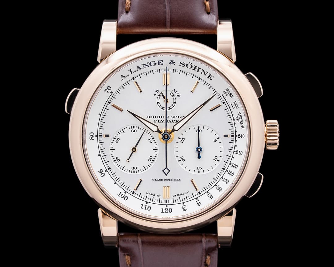 A. Lange and Sohne 404.032 Double Split 18K Rose Gold Silver Dial