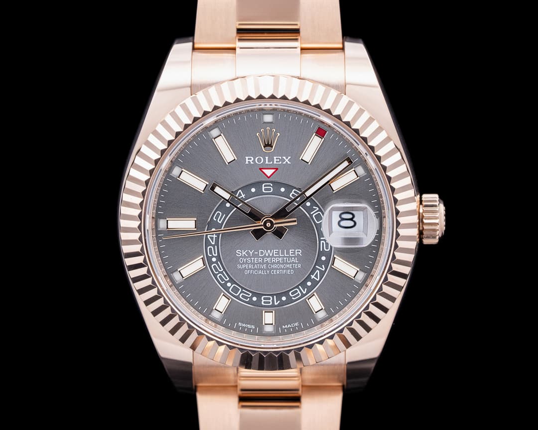 Rolex 326935 Sky Dweller 18K Rose Gold Rhodium Dial