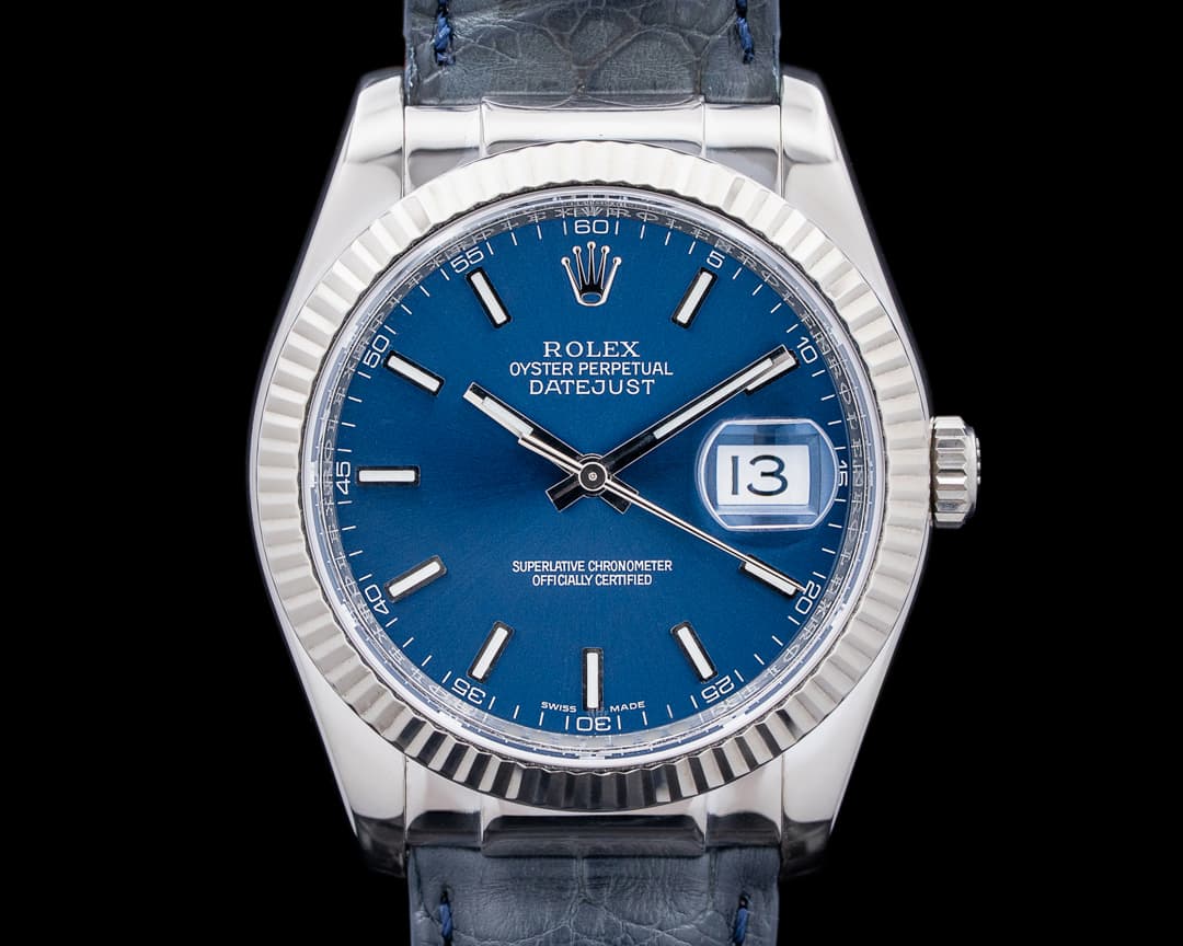 Rolex 116139 Datejust 18K White Gold Blue Dial Circa. 2003