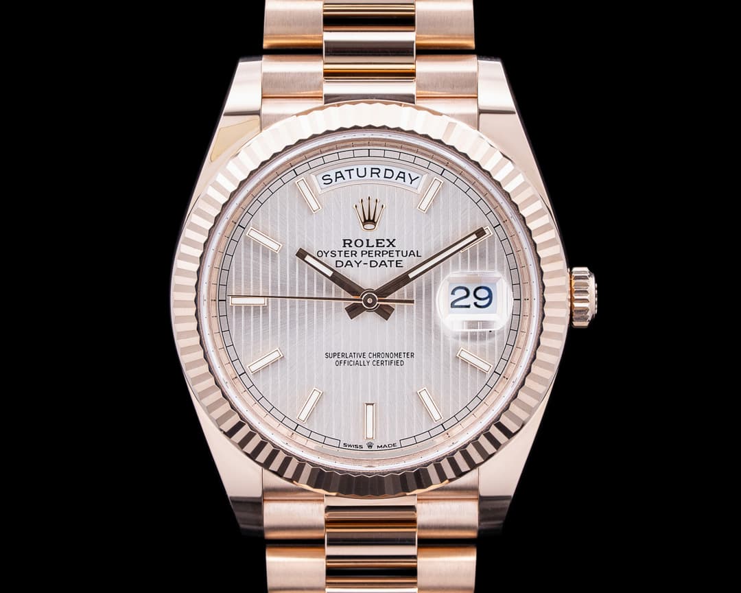 Rolex 228235 Day-Date President 18K Rose Gold Silver Dial