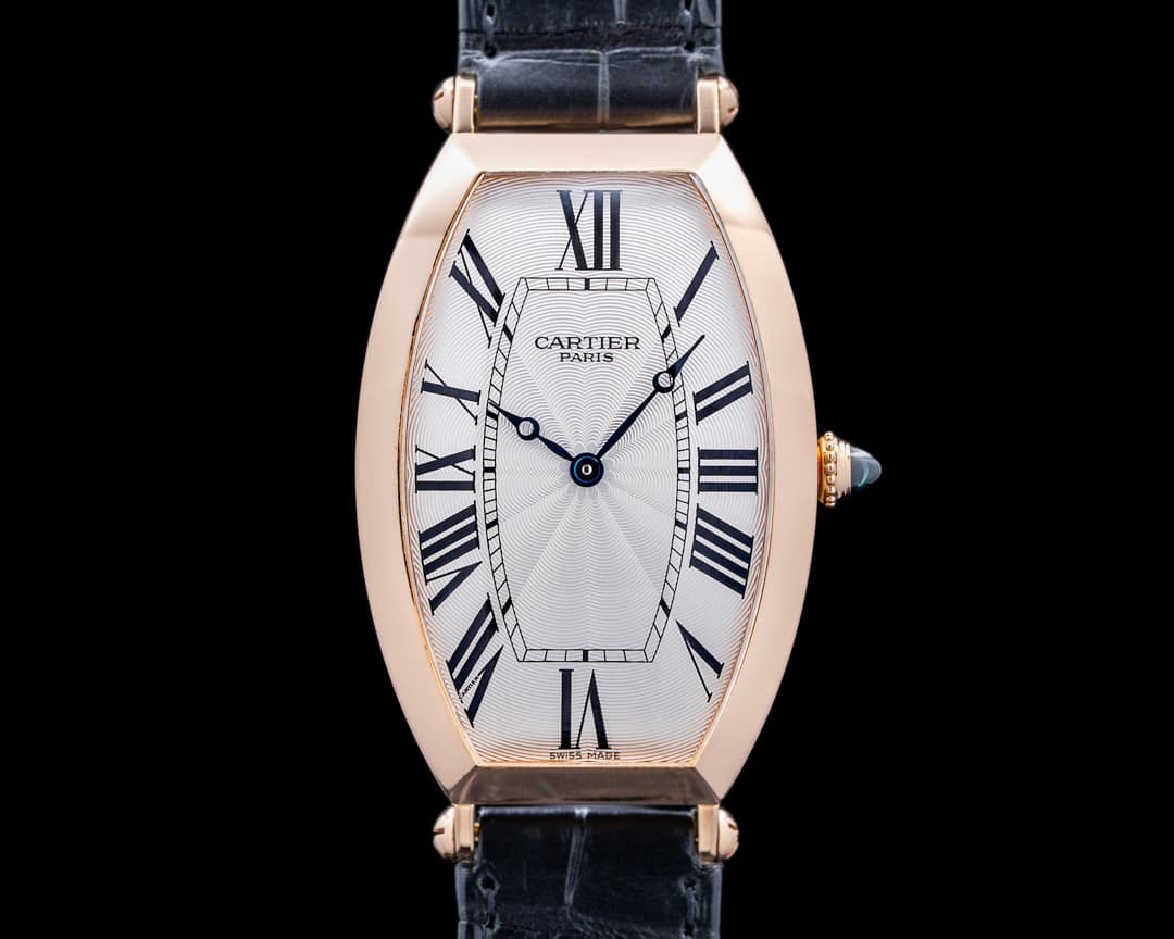 Cartier 2802K Tonneau XL CPCP 18K Rose Gold Silver Dial LIMITED