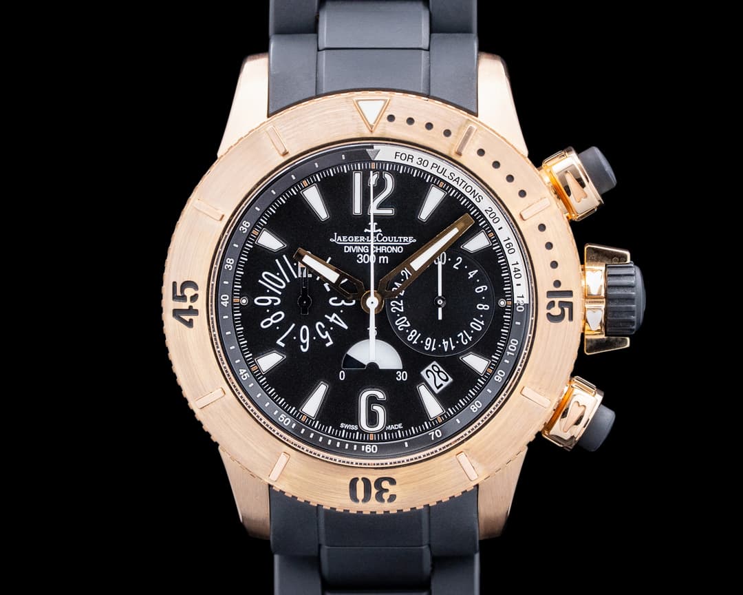 Jaeger LeCoultre Q1862740 Master Compressor Diving Chronograph 18K Rose Gold Black Dial