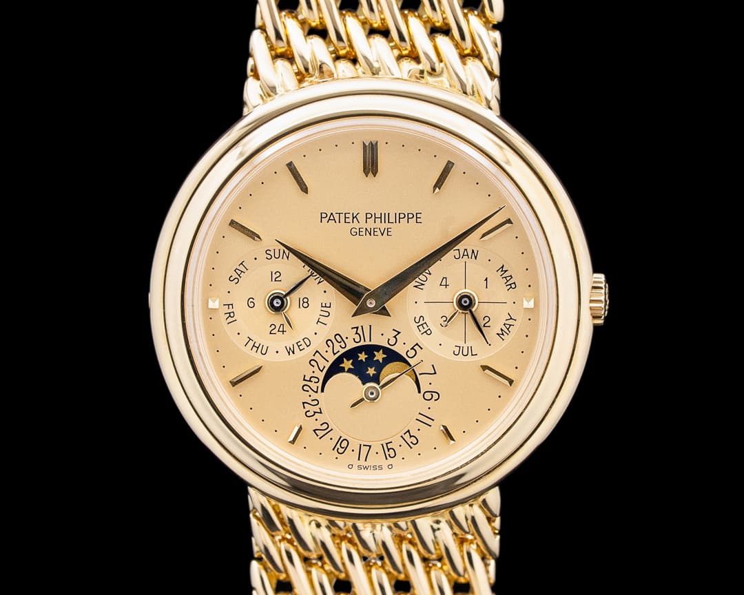Patek Philippe 3945/001 Perpetual Calendar 18K Yellow Gold DORE Dial RARE
