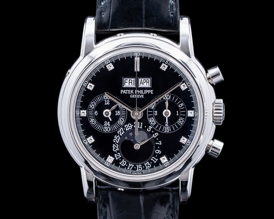 Patek Philippe 3970EP Perpetual Calendar Chronograph Platinum Black Diamond Dial