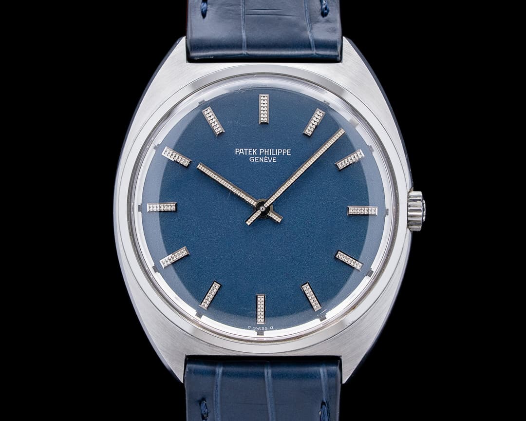 Patek Philippe 3574A Calatrava Tonneau Steel Blue Dial RARE