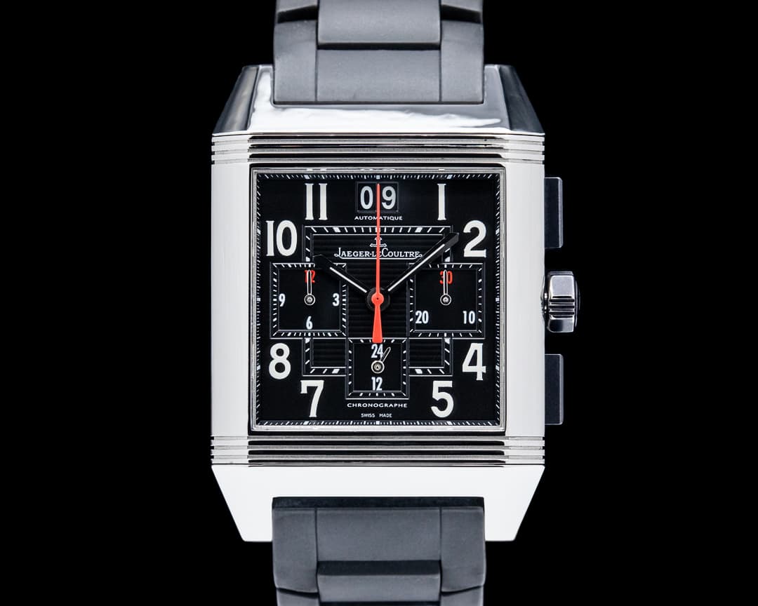 Jaeger LeCoultre Q701867P Reverso Squadra Chronograph GMT SS Black Dial
