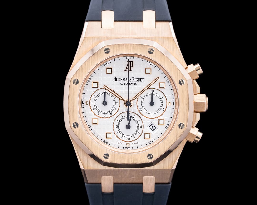 Audemars Piguet 26022OR Royal Oak Chronograph 18K Rose Gold White Dial