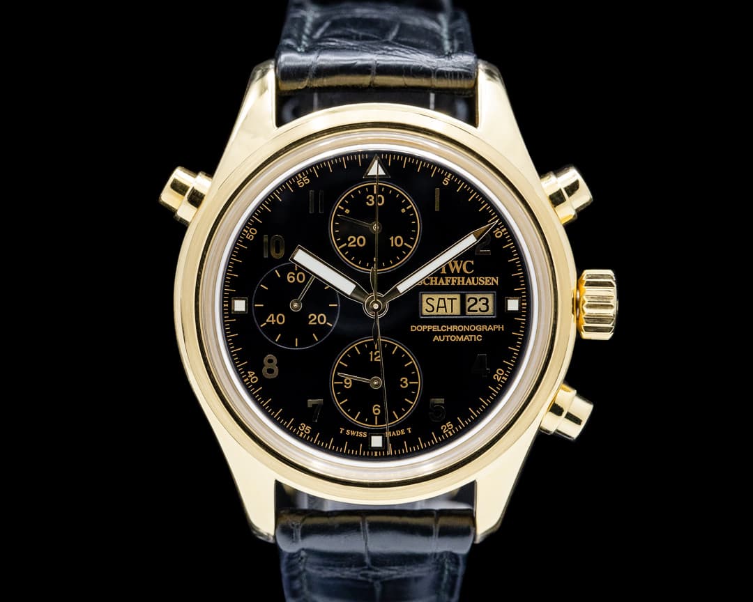 IWC IW3713-13 Pilot Doppelchronograph 18K Yellow Gold Black Dial